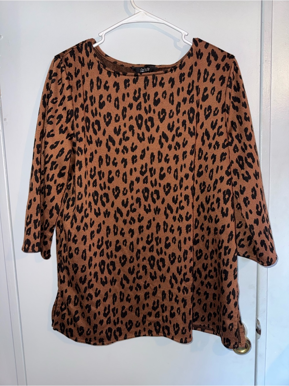 Investments Leopard-Print Tunic Top in Tan and Black